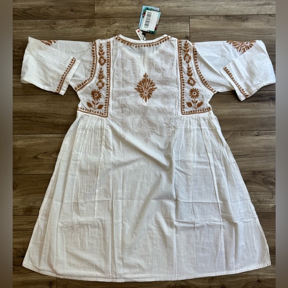 Vahson Handmade Short Chikan Cotton Kurti Embroidered Womens Sz Large White NEW - Picture 15 of 15